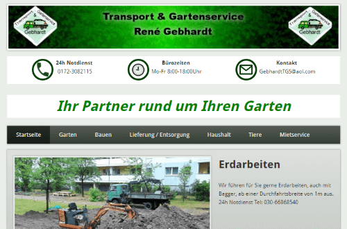 Erstellung einer Wordpress-Website für Transport und Gartenservice René Gebhardt in Berlin